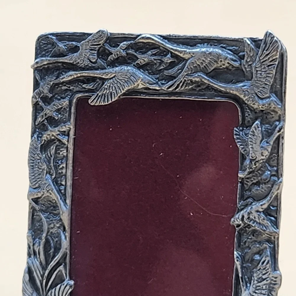 Arthur Court 1990 Vintage Mini Photo Picture Frame Goose Outdoor Geese Pewter